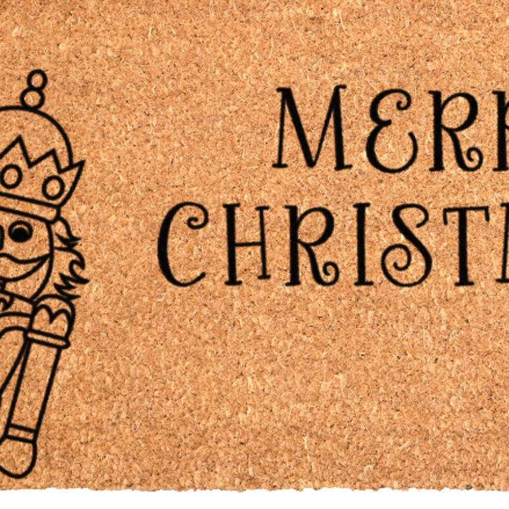 17" X 29" Brown And Black Christmas Merry Christmas Outdoor Coir Door Mat HomeRoots
