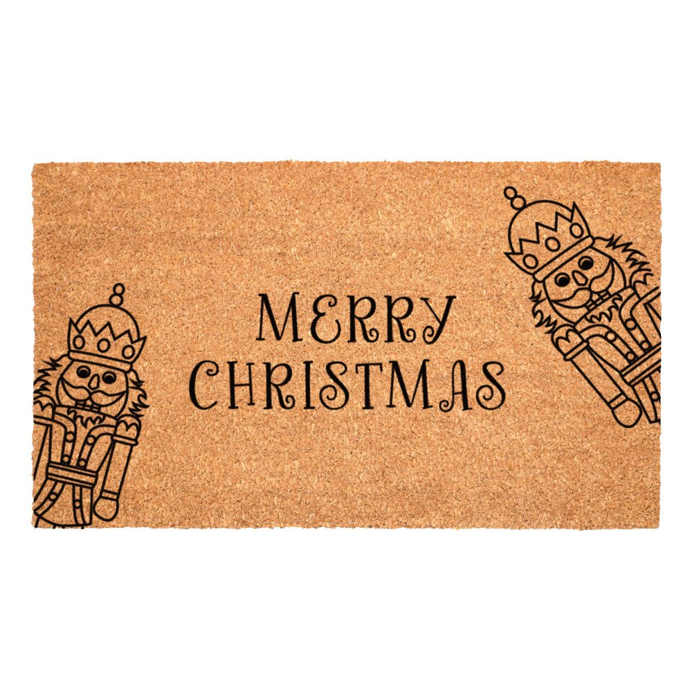 17" X 29" Brown And Black Christmas Merry Christmas Outdoor Coir Door Mat — view 2