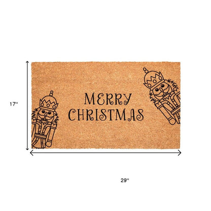 17" X 29" Brown And Black Christmas Merry Christmas Outdoor Coir Door Mat HomeRoots