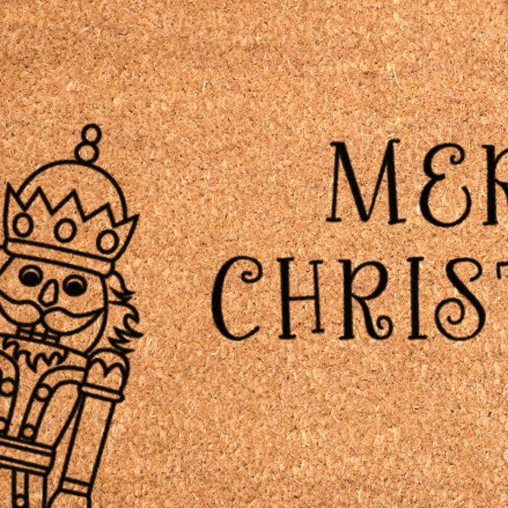 17" X 29" Brown And Black Christmas Merry Christmas Outdoor Coir Door Mat HomeRoots