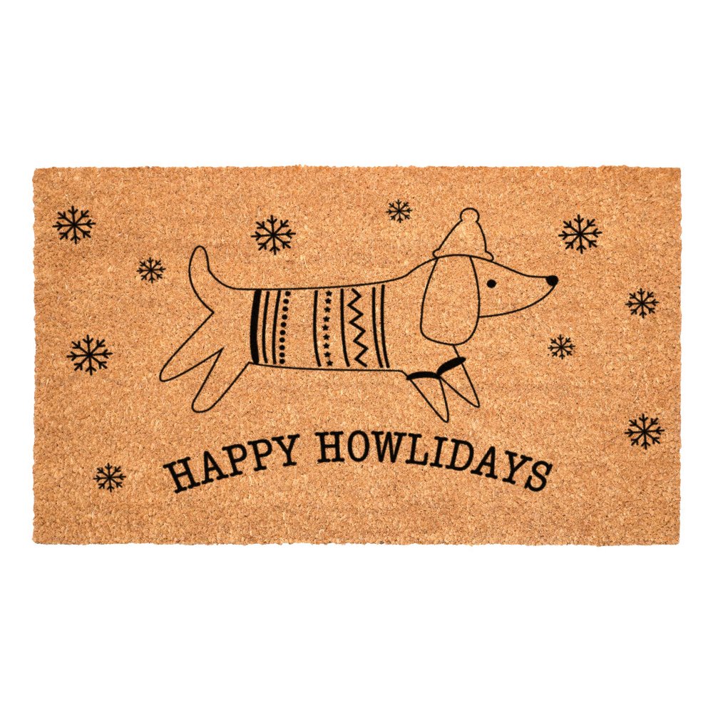 17" X 29" Brown And Black Christmas Dog Outdoor Coir Door Mat HomeRoots