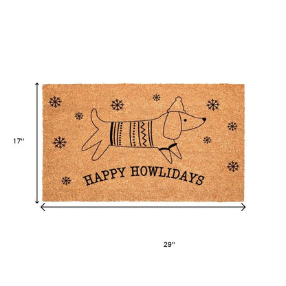 17" X 29" Brown And Black Christmas Dog Outdoor Coir Door Mat HomeRoots