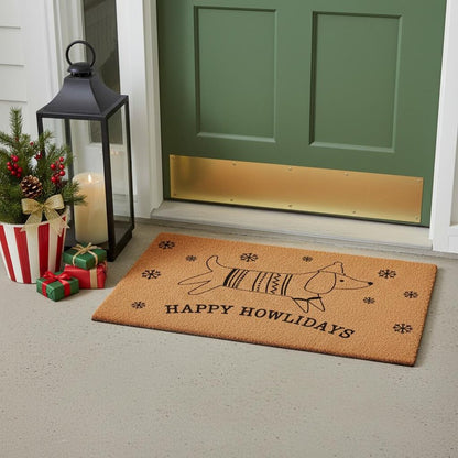 17" X 29" Brown And Black Christmas Dog Outdoor Coir Door Mat HomeRoots