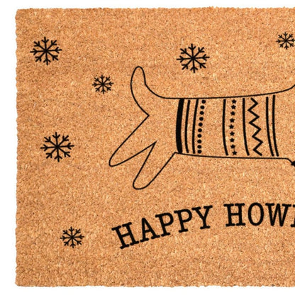 17" X 29" Brown And Black Christmas Dog Outdoor Coir Door Mat HomeRoots