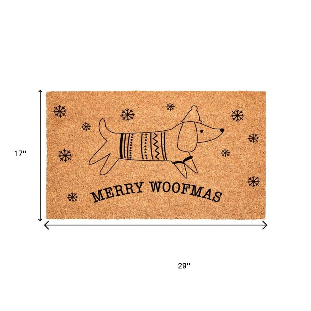 17" X 29" Brown And Black Christmas Dachshund Outdoor Coir Door Mat HomeRoots
