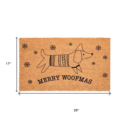 17" X 29" Brown And Black Christmas Dachshund Outdoor Coir Door Mat HomeRoots
