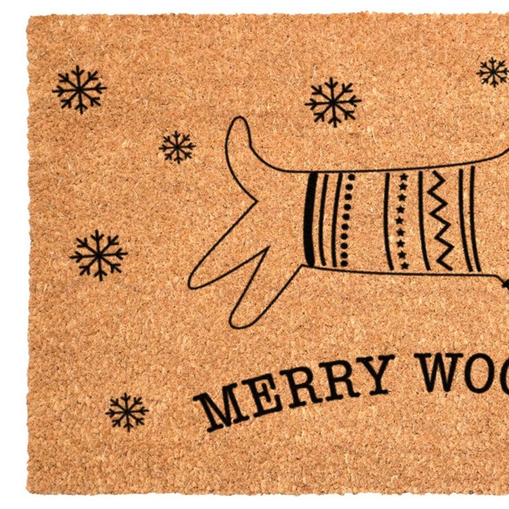 17" X 29" Brown And Black Christmas Dachshund Outdoor Coir Door Mat HomeRoots