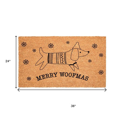17" X 29" Brown And Black Christmas Dachshund Outdoor Coir Door Mat HomeRoots