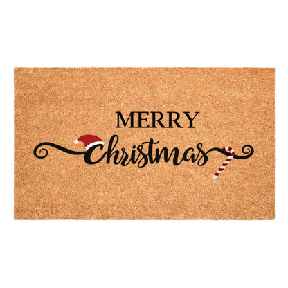 17" X 29" Brown And Black Christmas Merry Christmas Outdoor Coir Door Mat HomeRoots
