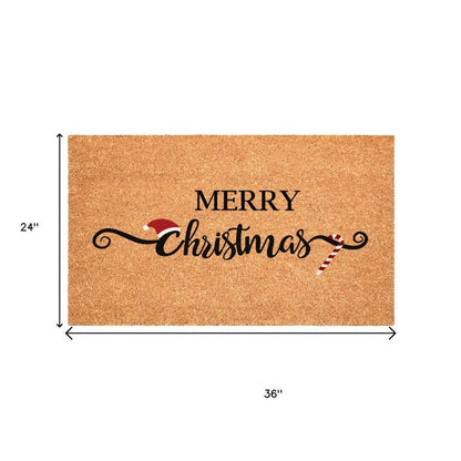 17" X 29" Brown And Black Christmas Merry Christmas Outdoor Coir Door Mat HomeRoots