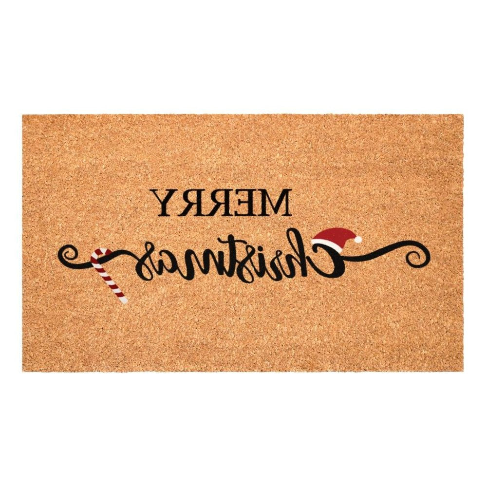 17" X 29" Brown And Black Christmas Merry Christmas Outdoor Coir Door Mat HomeRoots