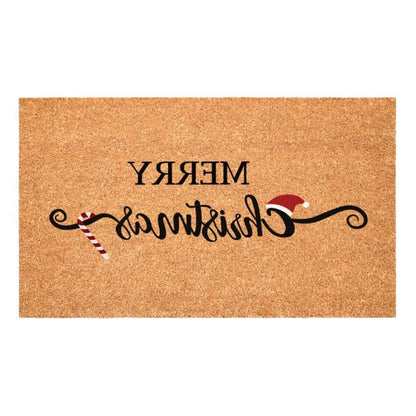 17" X 29" Brown And Black Christmas Merry Christmas Outdoor Coir Door Mat HomeRoots