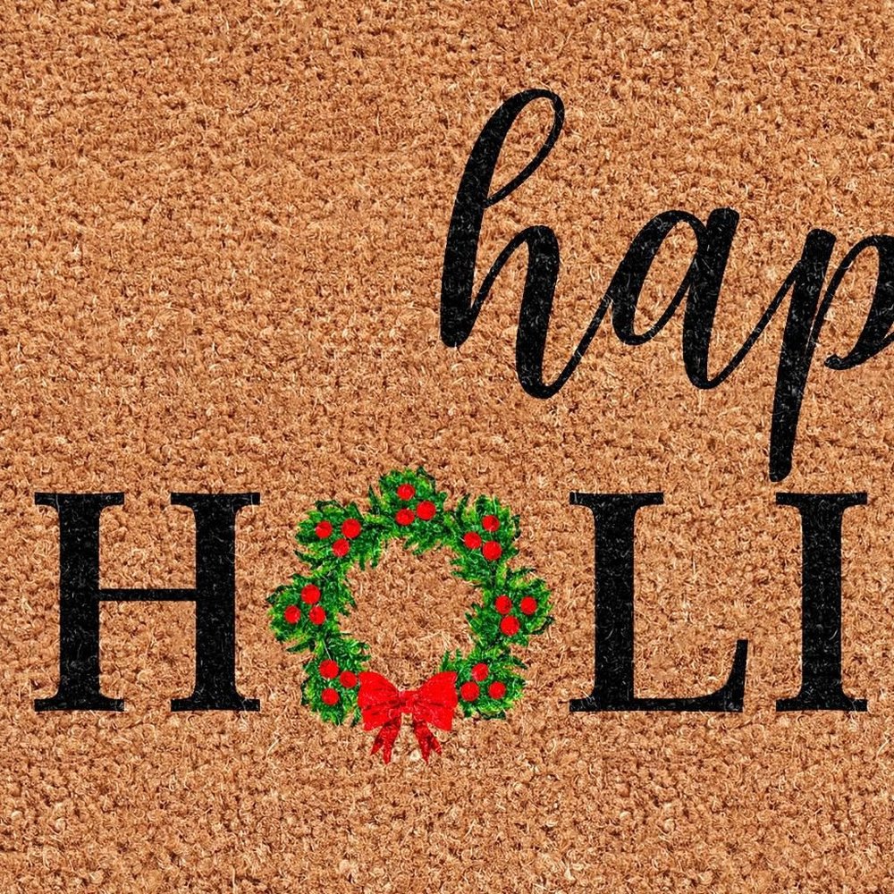 17" X 29" Brown Black And Green Christmas Happy Holidays Outdoor Coir Door Mat — view 10