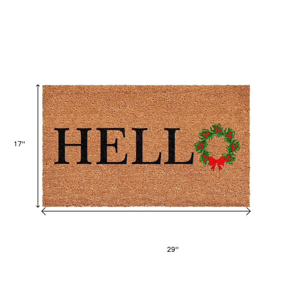 17" X 29" Brown Black And Green Christmas Outdoor Coir Door Mat HomeRoots