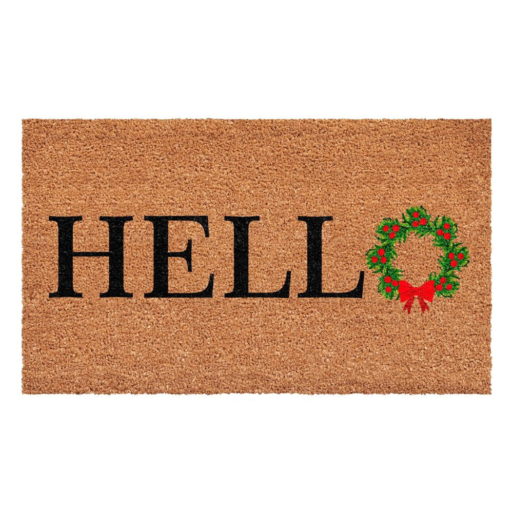 17" X 29" Brown Black And Green Christmas Outdoor Coir Door Mat HomeRoots
