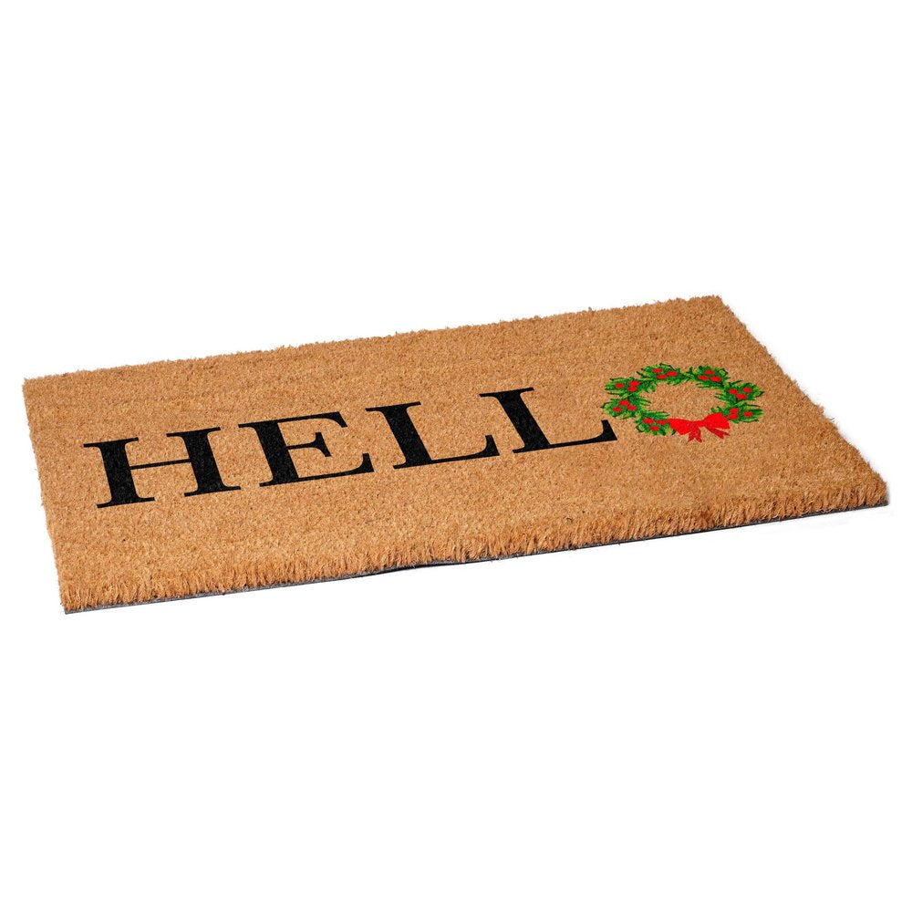 17" X 29" Brown Black And Green Christmas Outdoor Coir Door Mat HomeRoots