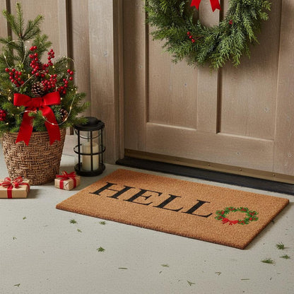 17" X 29" Brown Black And Green Christmas Outdoor Coir Door Mat HomeRoots