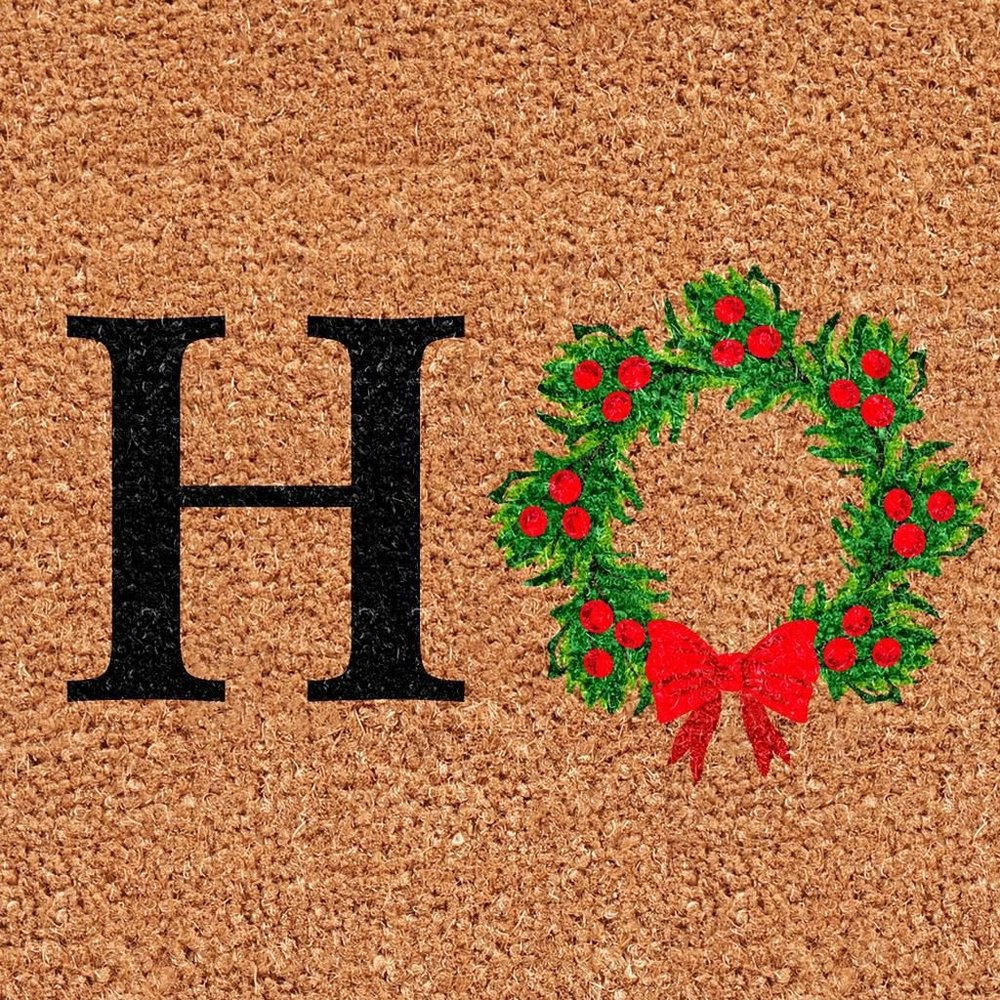 17" X 29" Brown Black And Green Christmas Outdoor Coir Door Mat — view 4