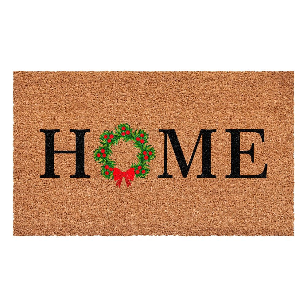 17" X 29" Brown Black And Green Christmas Outdoor Coir Door Mat HomeRoots