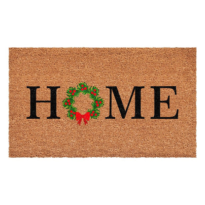 17" X 29" Brown Black And Green Christmas Outdoor Coir Door Mat HomeRoots