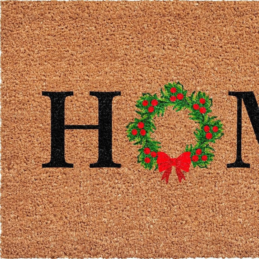 17" X 29" Brown Black And Green Christmas Outdoor Coir Door Mat HomeRoots