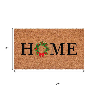 17" X 29" Brown Black And Green Christmas Outdoor Coir Door Mat HomeRoots