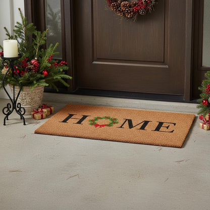 17" X 29" Brown Black And Green Christmas Outdoor Coir Door Mat HomeRoots
