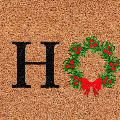 17" X 29" Brown Black And Green Christmas Outdoor Coir Door Mat HomeRoots