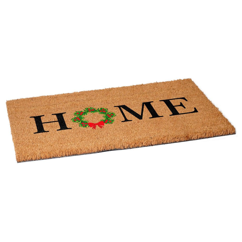 17" X 29" Brown Black And Green Christmas Outdoor Coir Door Mat HomeRoots