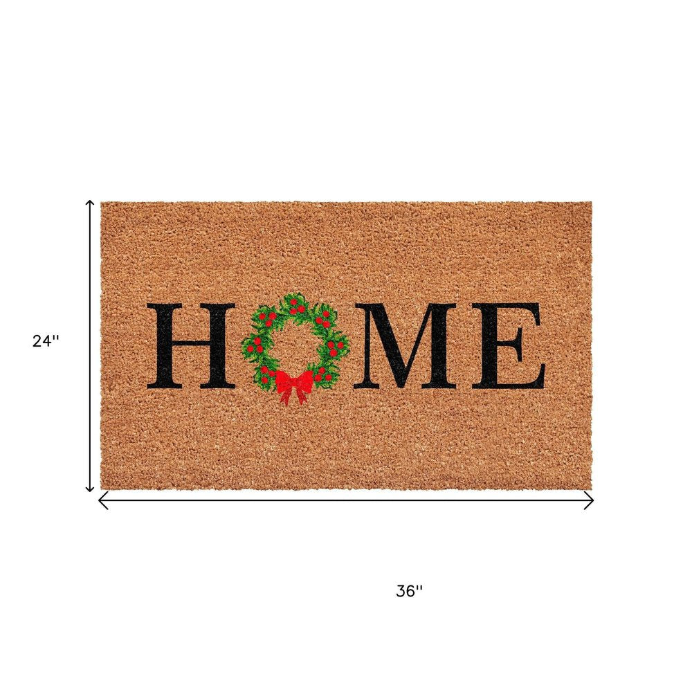 17" X 29" Brown Black And Green Christmas Outdoor Coir Door Mat — view 11