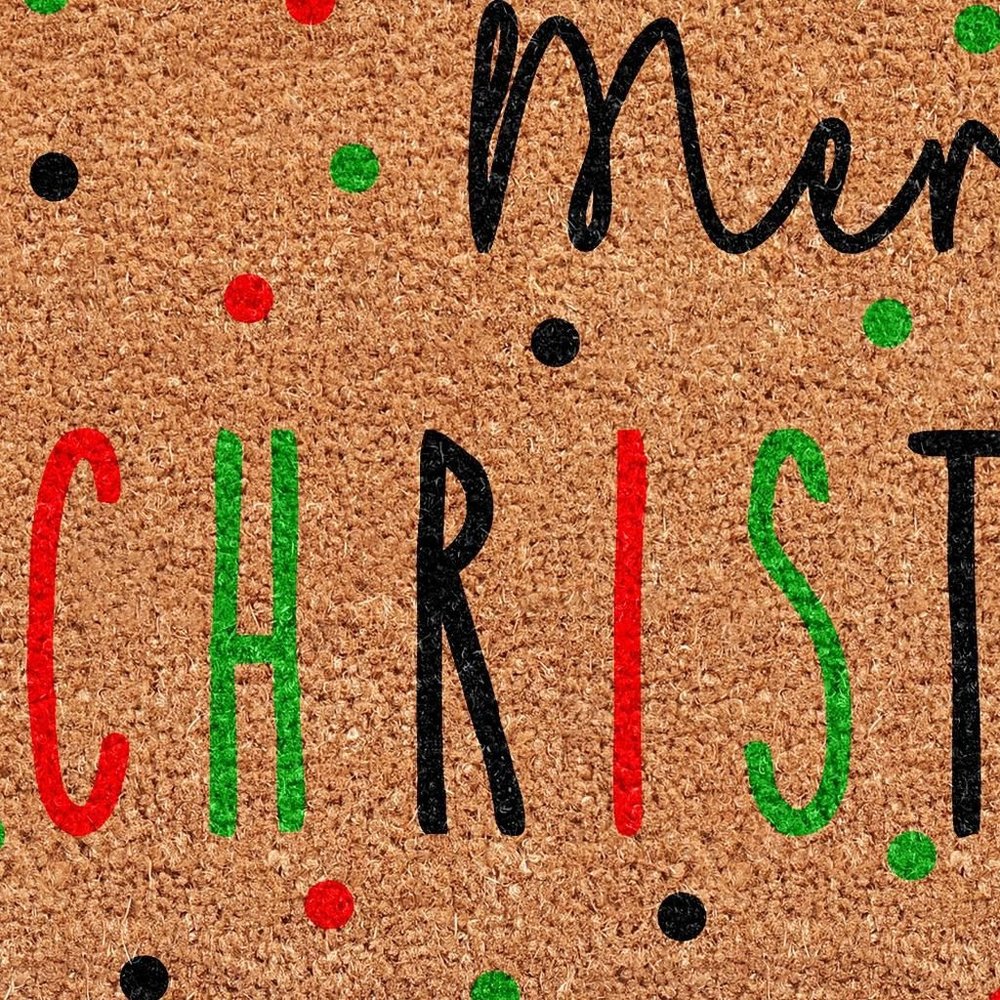 17" X 29" Brown Black And Green Merry Christmas Outdoor Coir Door Mat — view 5