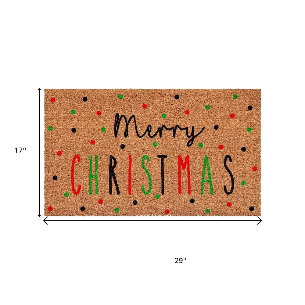 17" X 29" Brown Black And Green Merry Christmas Outdoor Coir Door Mat — view 7