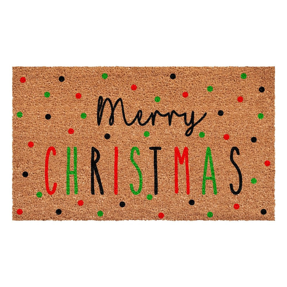 17" X 29" Brown Black And Green Merry Christmas Outdoor Coir Door Mat — view 8
