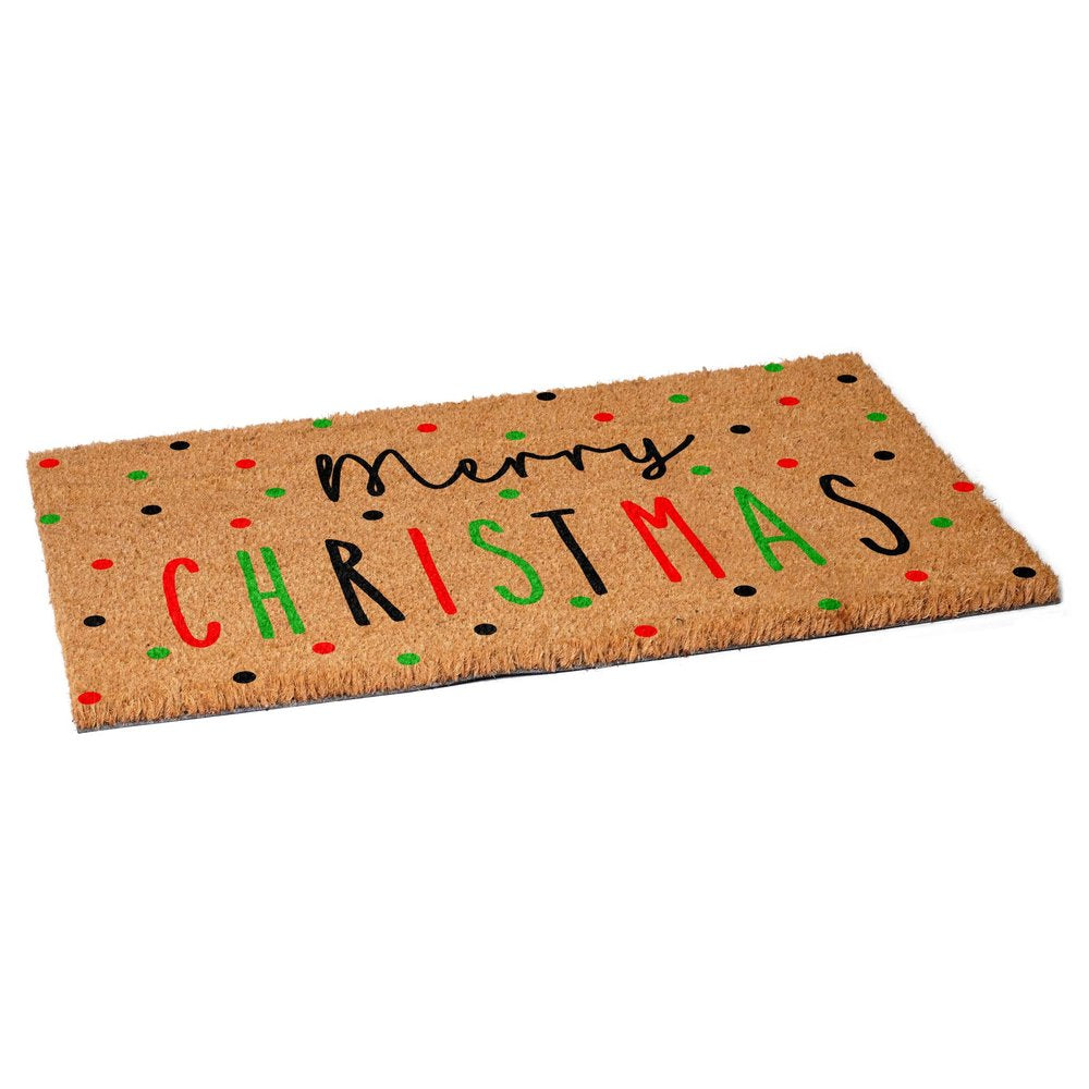 17" X 29" Brown Black And Green Merry Christmas Outdoor Coir Door Mat HomeRoots