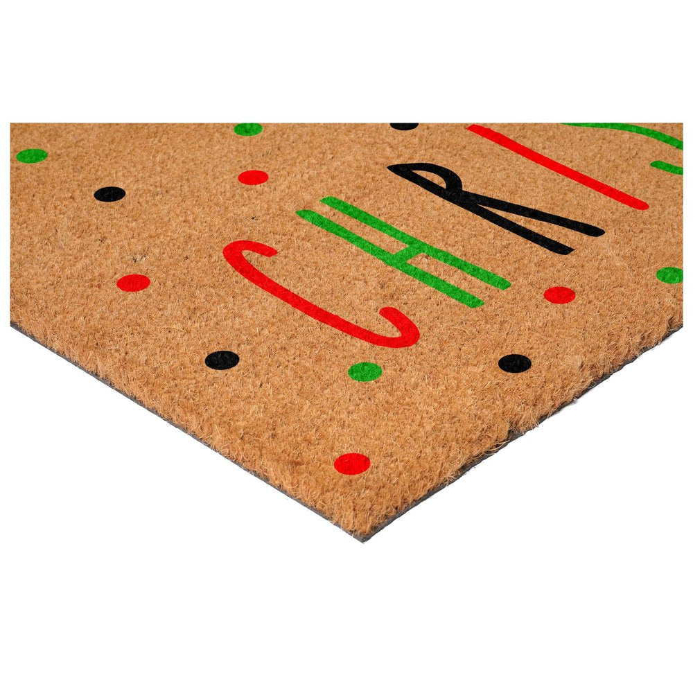 17" X 29" Brown Black And Green Merry Christmas Outdoor Coir Door Mat HomeRoots
