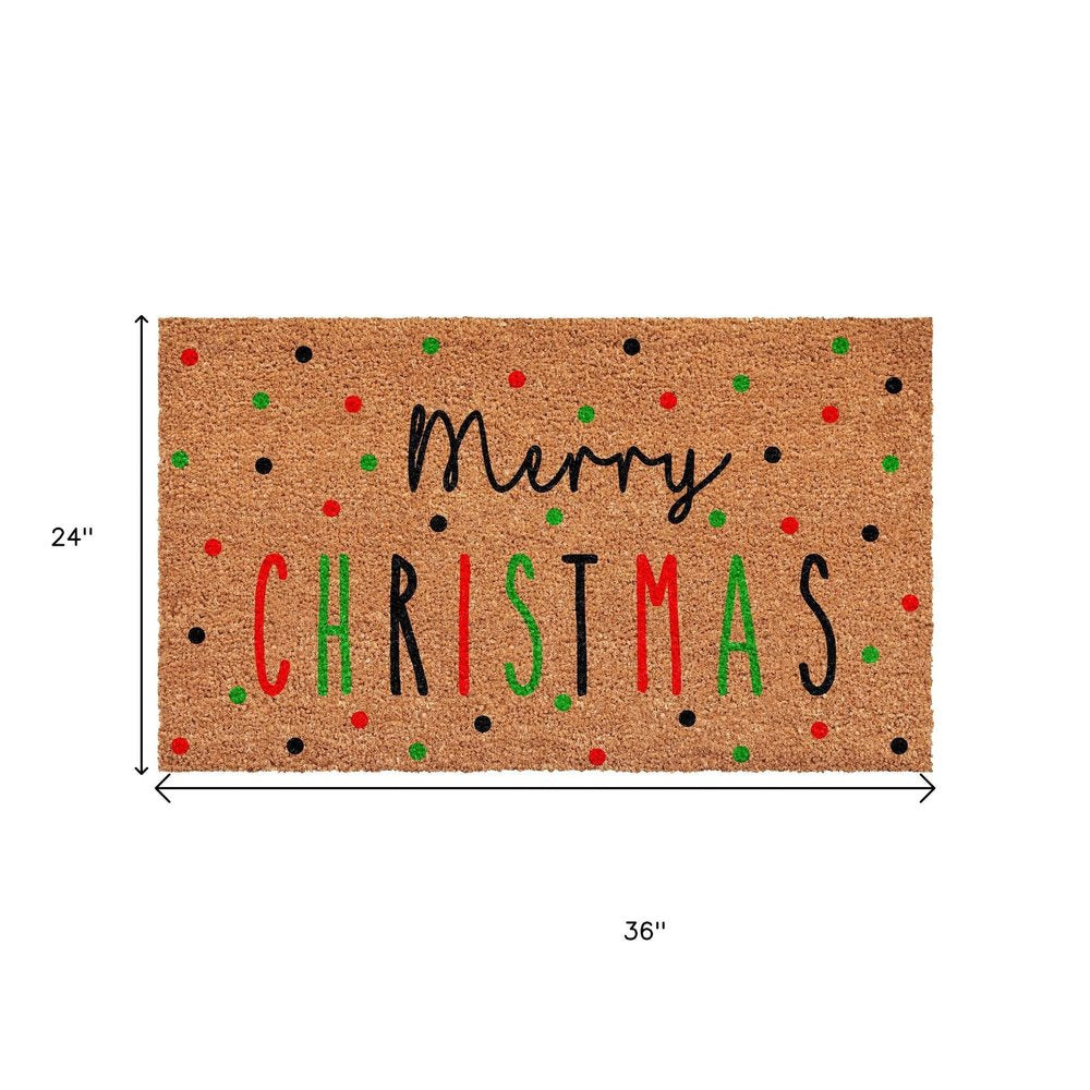17" X 29" Brown Black And Green Merry Christmas Outdoor Coir Door Mat — view 14