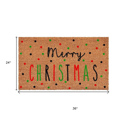 17" X 29" Brown Black And Green Merry Christmas Outdoor Coir Door Mat HomeRoots
