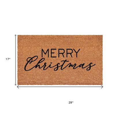 17" X 29" Brown And Black Merry Christmas Outdoor Coir Door Mat HomeRoots
