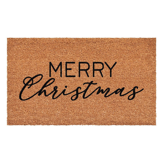 24" X 36" Brown And Black Christmas Merry Christmas Outdoor Coir Door Mat