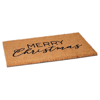 17" X 29" Brown And Black Merry Christmas Outdoor Coir Door Mat HomeRoots