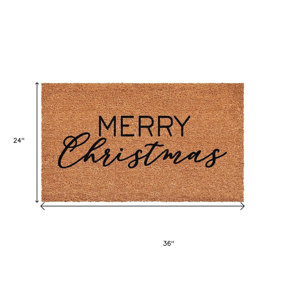 17" X 29" Brown And Black Merry Christmas Outdoor Coir Door Mat HomeRoots