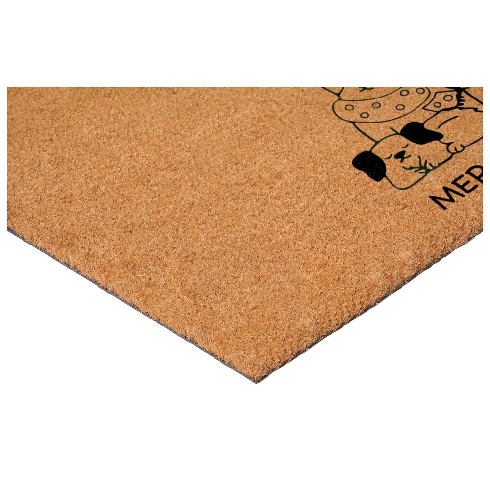 17" X 29" Brown And Black Christmas Outdoor Coir Door Mat HomeRoots