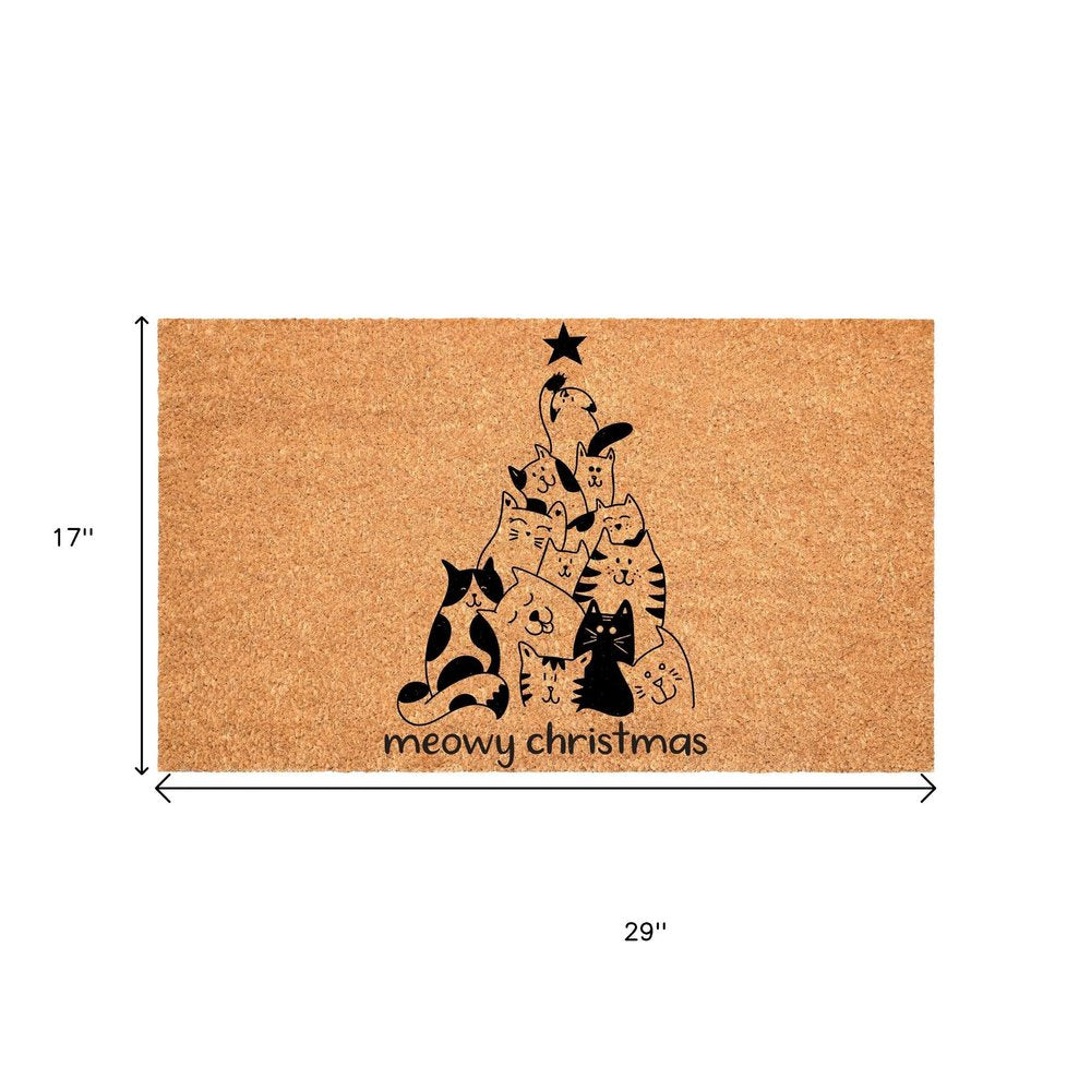 17" X 29" Brown And Black Christmas Outdoor Coir Door Mat HomeRoots