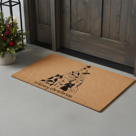 17" X 29" Brown And Black Christmas Outdoor Coir Door Mat HomeRoots