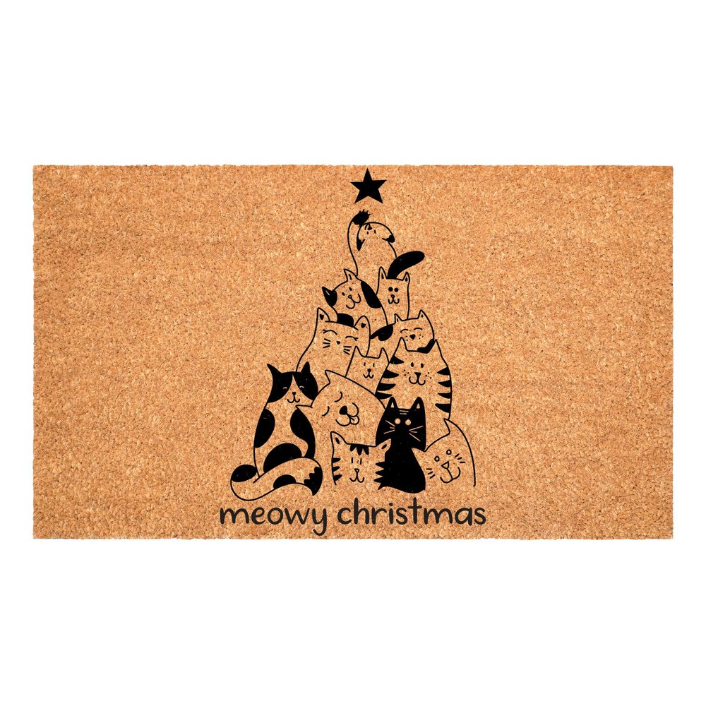 17" X 29" Brown And Black Christmas Outdoor Coir Door Mat HomeRoots