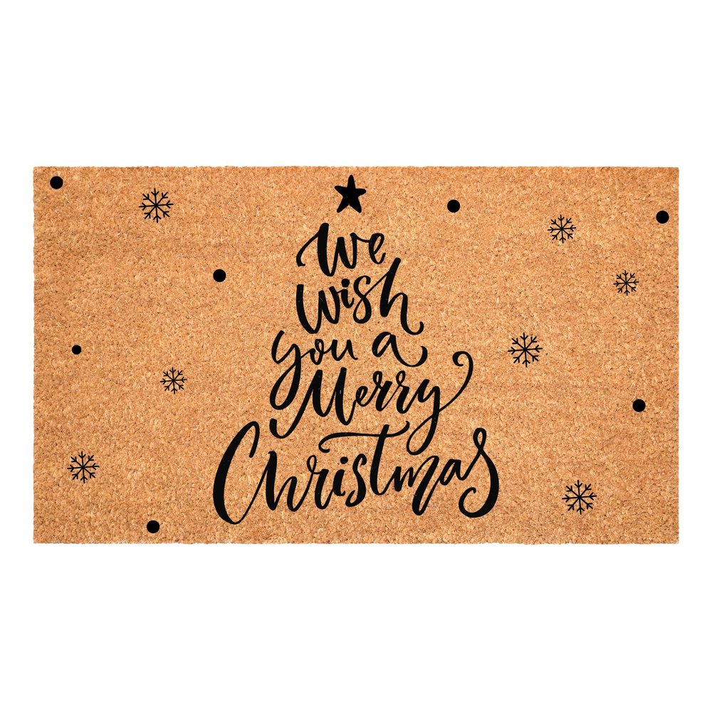 17" X 29" Brown And Black Christmas Outdoor Coir Door Mat HomeRoots
