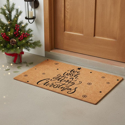 17" X 29" Brown And Black Christmas Outdoor Coir Door Mat HomeRoots