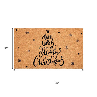 17" X 29" Brown And Black Christmas Outdoor Coir Door Mat HomeRoots
