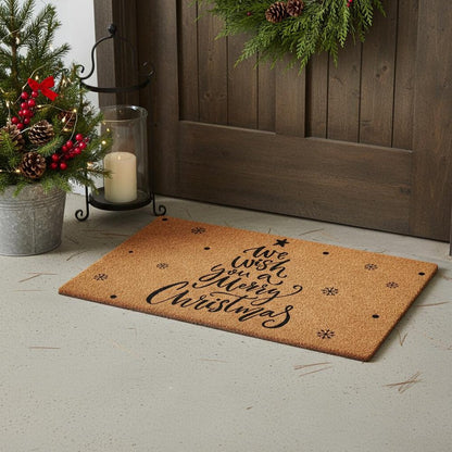 17" X 29" Brown And Black Christmas Outdoor Coir Door Mat HomeRoots