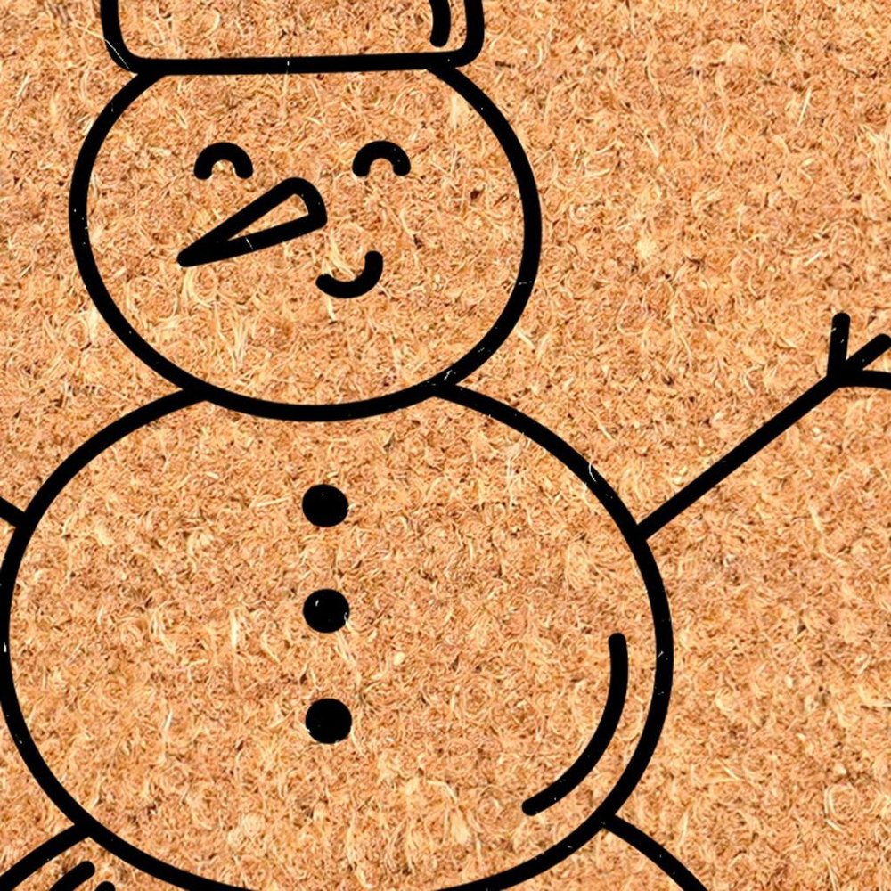 17" X 29" Brown And Black Christmas Snowman Merry Christmas Outdoor Coir Door Mat HomeRoots